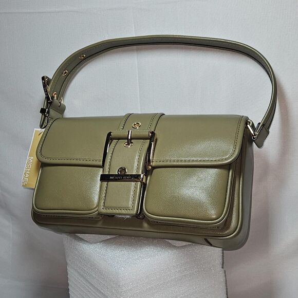 Michael Kors Leather Shoulder Bag – Olive/Khaki(Safari Green),Gold Hardware, NWT - Picture 2 of 8
